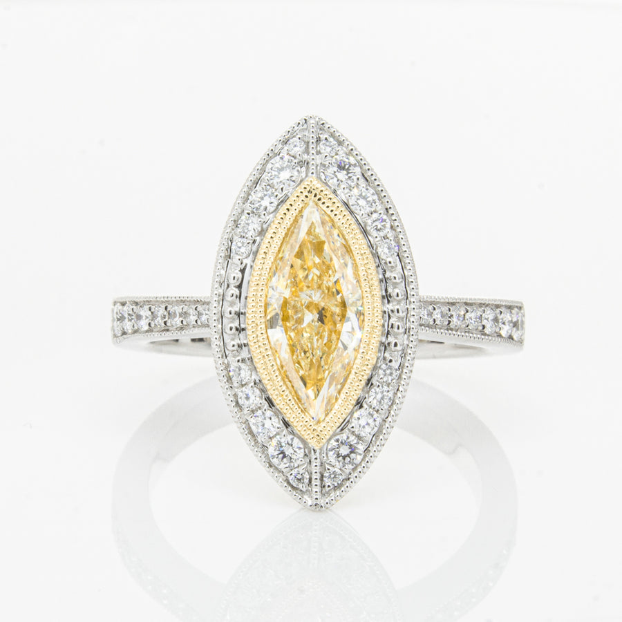 18ct White & Yellow Gold Yellow Diamond Ring-Ring-Walker & Hall