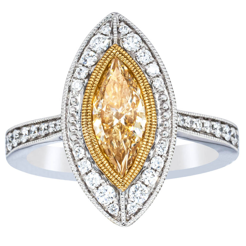 18ct White & Yellow Gold Yellow Diamond Ring-Ring-Walker & Hall
