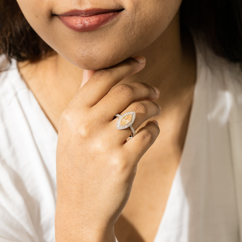 18ct White & Yellow Gold Yellow Diamond Ring-Ring-Walker & Hall