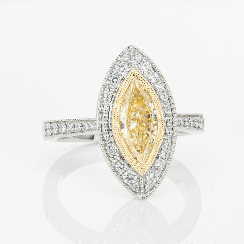 18ct White & Yellow Gold Yellow Diamond Ring-Ring-Walker & Hall