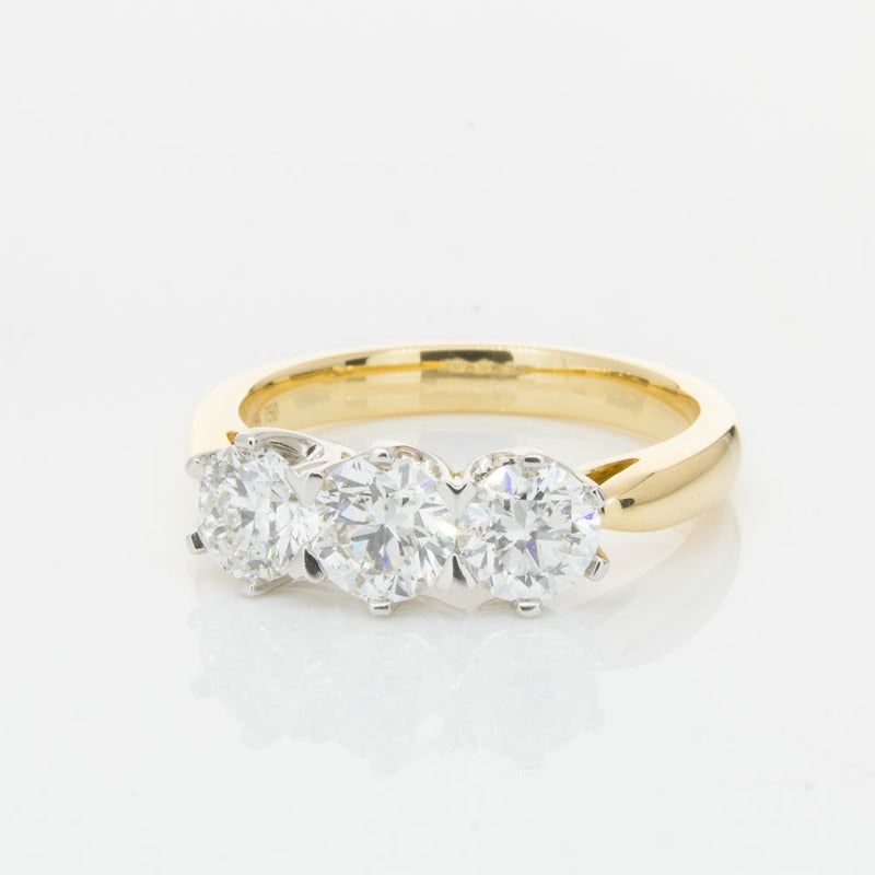 18ct Yellow Gold 1.52ct Diamond Trilogy Ring-Ring-Walker & Hall