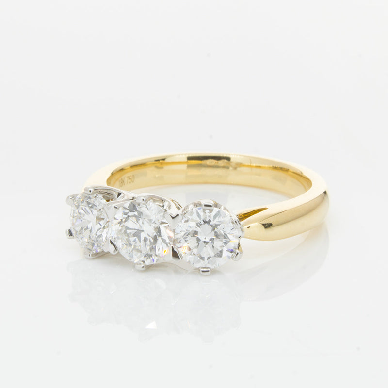 18ct Yellow Gold 1.52ct Diamond Trilogy Ring-Ring-Walker & Hall
