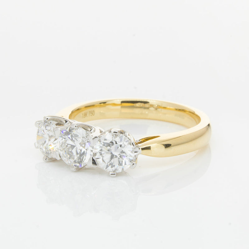 18ct Yellow Gold 1.52ct Diamond Trilogy Ring-Ring-Walker & Hall