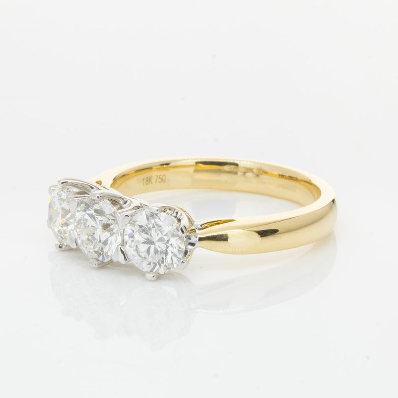 18ct Yellow Gold 1.52ct Diamond Trilogy Ring-Ring-Walker & Hall