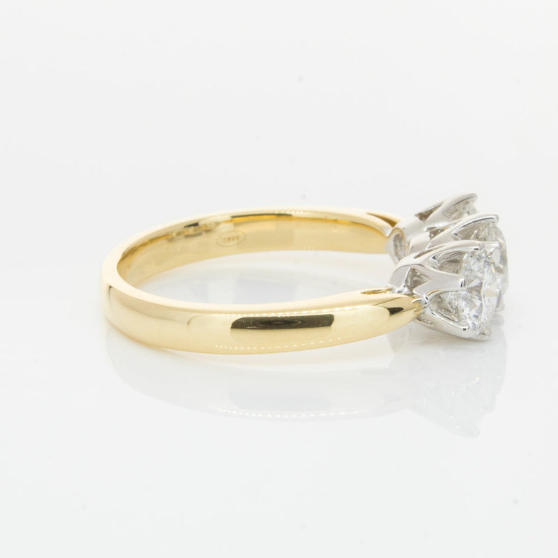 18ct Yellow Gold 1.52ct Diamond Trilogy Ring-Ring-Walker & Hall