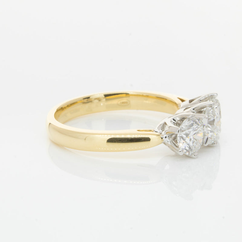 18ct Yellow Gold 1.52ct Diamond Trilogy Ring-Ring-Walker & Hall