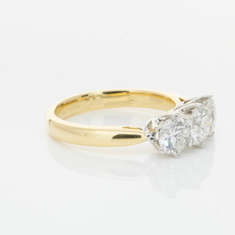 18ct Yellow Gold 1.52ct Diamond Trilogy Ring-Ring-Walker & Hall