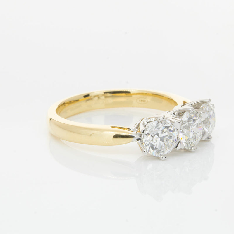 18ct Yellow Gold 1.52ct Diamond Trilogy Ring-Ring-Walker & Hall