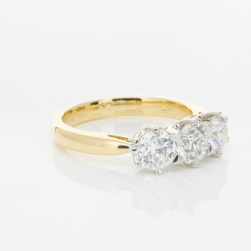 18ct Yellow Gold 1.52ct Diamond Trilogy Ring-Ring-Walker & Hall
