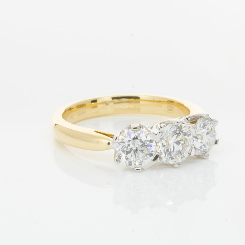 18ct Yellow Gold 1.52ct Diamond Trilogy Ring-Ring-Walker & Hall