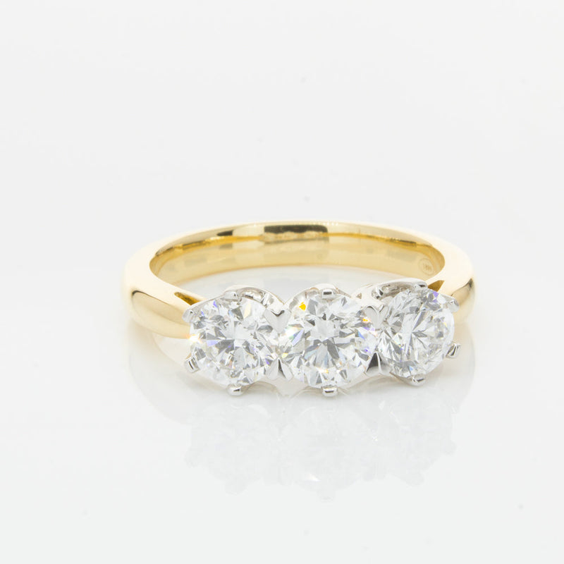 18ct Yellow Gold 1.52ct Diamond Trilogy Ring-Ring-Walker & Hall