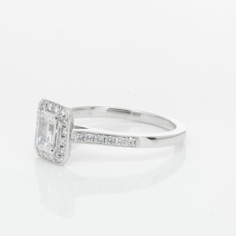 18ct White Gold .40ct Emerald Cut Diamond Aria Ring-Ring-Walker & Hall