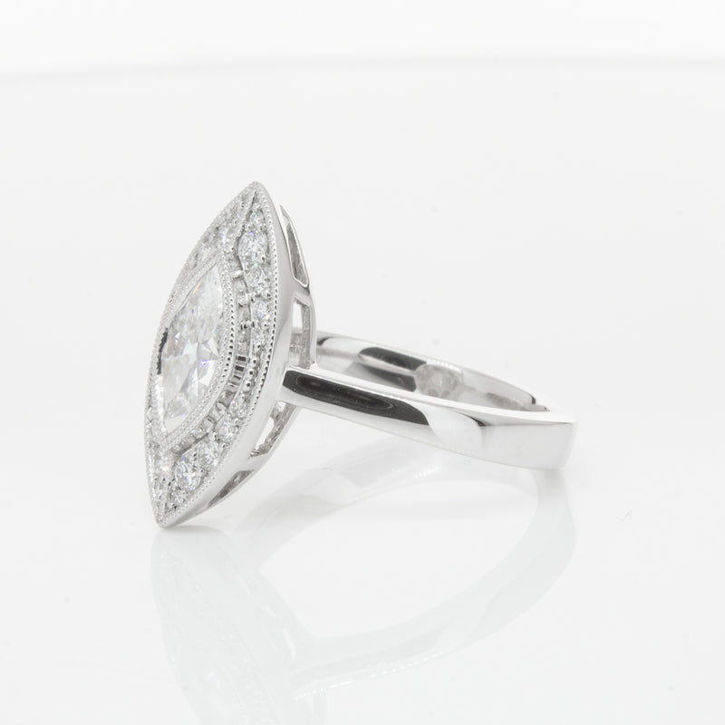 18ct White Gold 1.00ct Marquise Diamond Ring-Ring-Walker & Hall