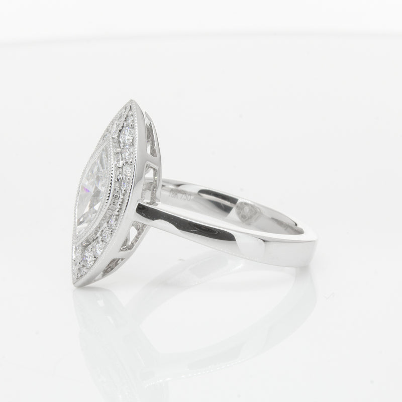 18ct White Gold 1.00ct Marquise Diamond Ring-Ring-Walker & Hall