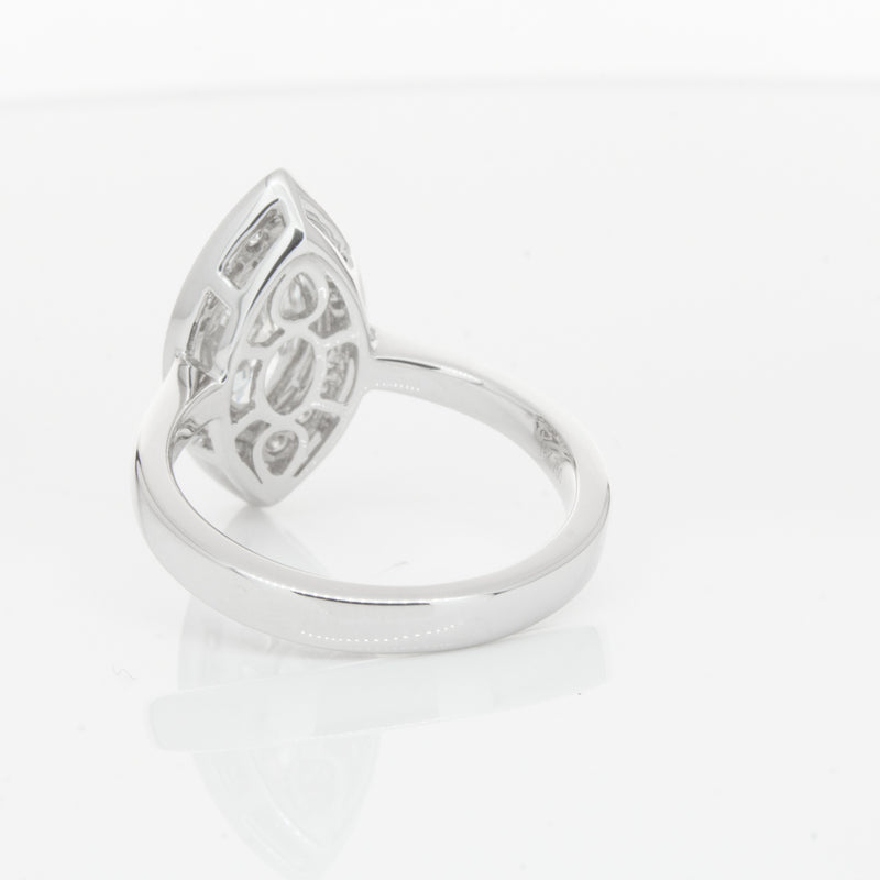 18ct White Gold 1.00ct Marquise Diamond Ring-Ring-Walker & Hall