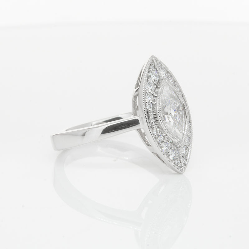 18ct White Gold 1.00ct Marquise Diamond Ring-Ring-Walker & Hall