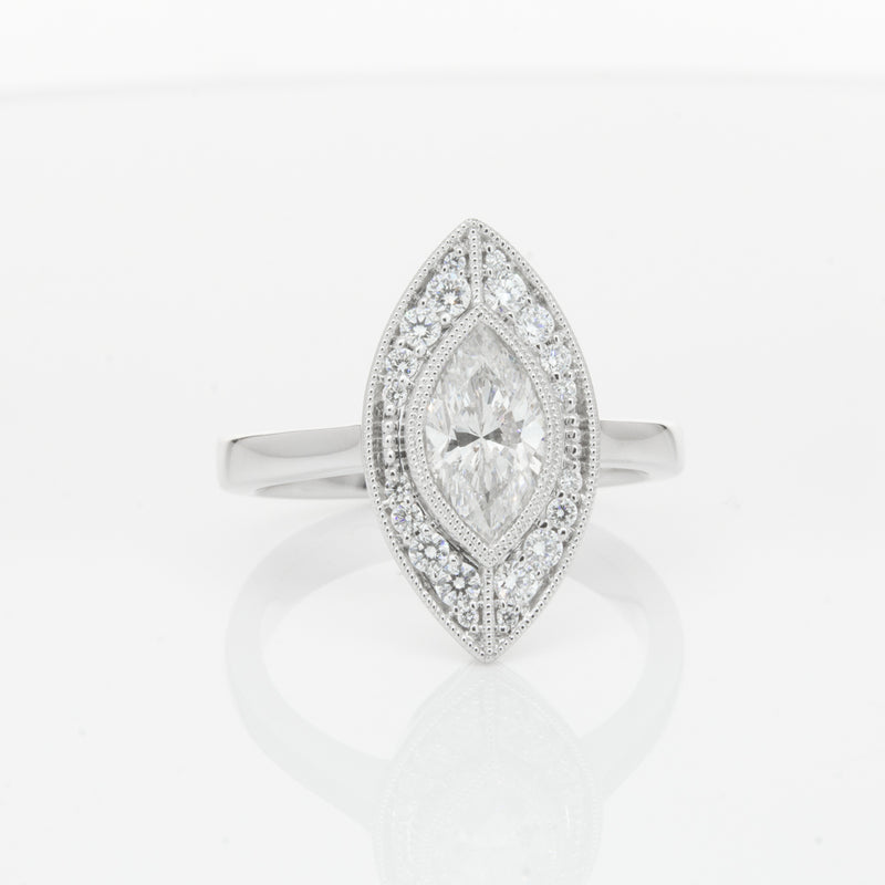 18ct White Gold 1.00ct Marquise Diamond Ring-Ring-Walker & Hall