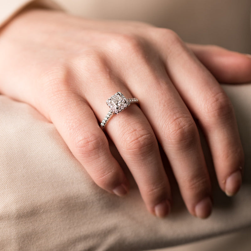 18ct White Gold .70ct Princess Cut Diamond Manhattan Ring-Ring-Walker & Hall