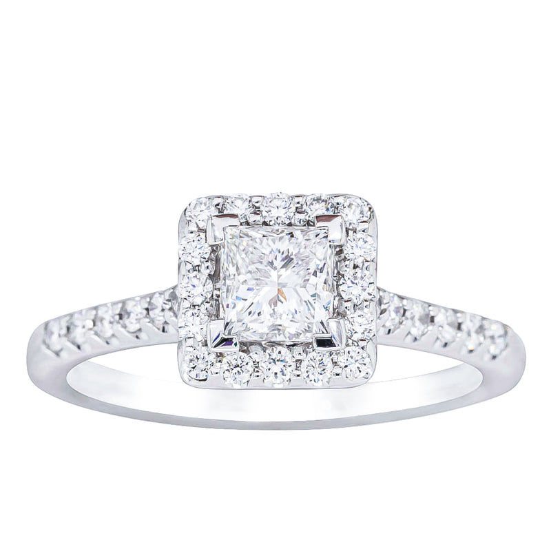 18ct White Gold .70ct Princess Cut Diamond Manhattan Ring-Ring-Walker & Hall