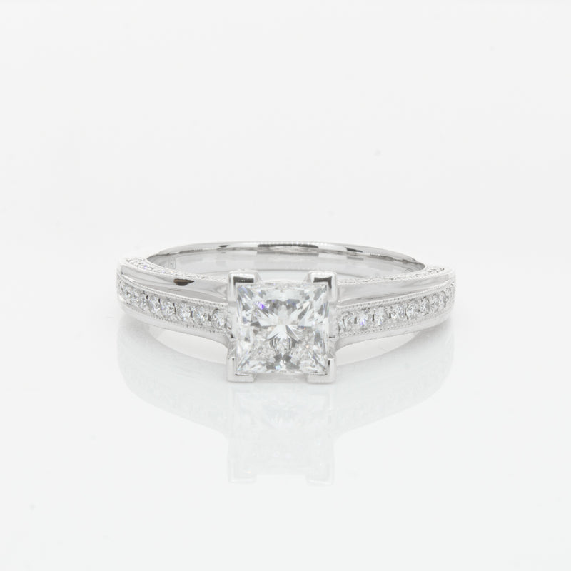 18ct White Gold 1.00ct Princess Cut Diamond Ring-Ring-Walker & Hall