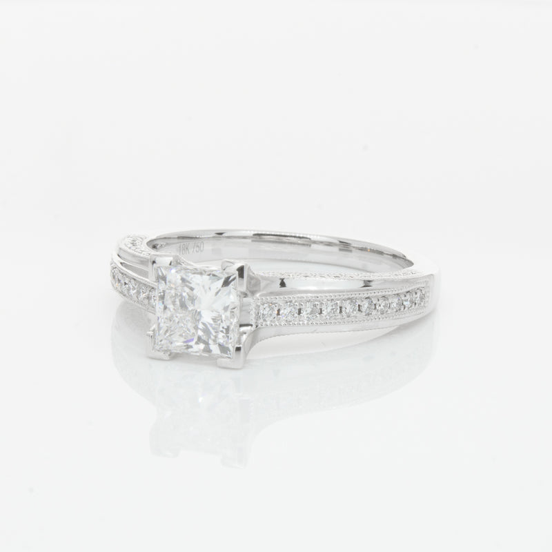 18ct White Gold 1.00ct Princess Cut Diamond Ring-Ring-Walker & Hall
