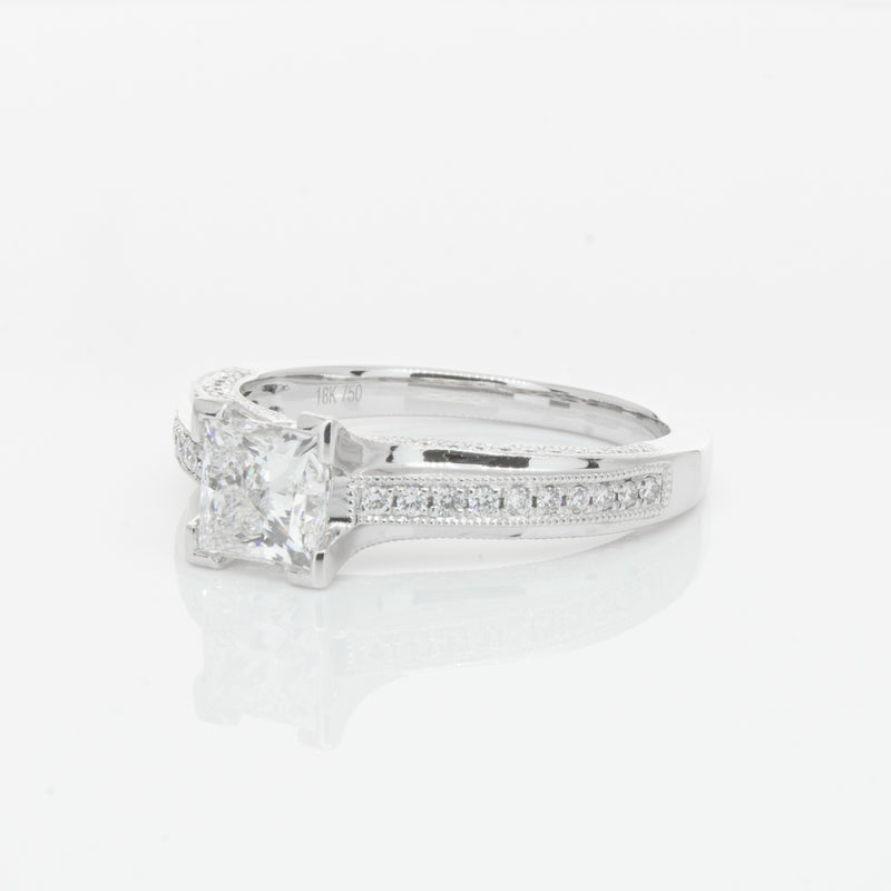 18ct White Gold 1.00ct Princess Cut Diamond Ring-Ring-Walker & Hall