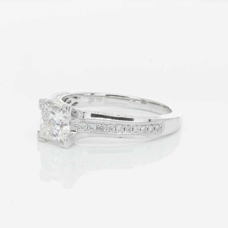 18ct White Gold 1.00ct Princess Cut Diamond Ring-Ring-Walker & Hall