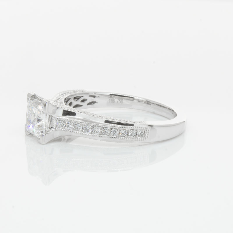 18ct White Gold 1.00ct Princess Cut Diamond Ring-Ring-Walker & Hall