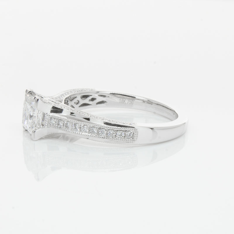18ct White Gold 1.00ct Princess Cut Diamond Ring-Ring-Walker & Hall