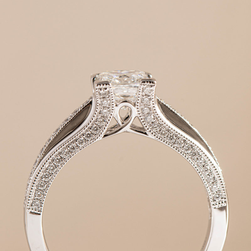 18ct White Gold 1.00ct Princess Cut Diamond Ring-Ring-Walker & Hall