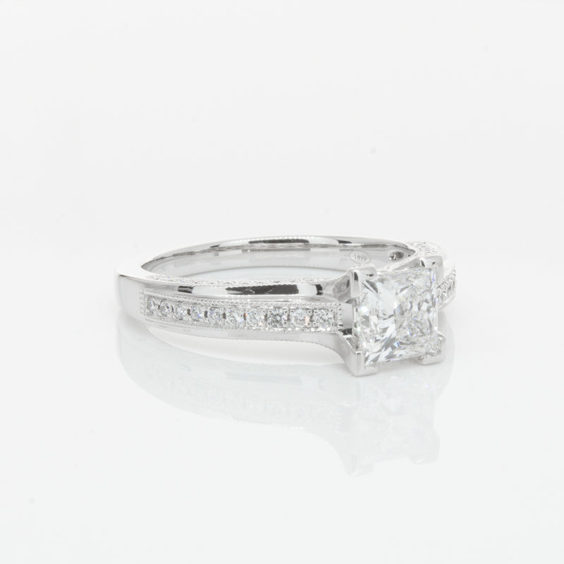 18ct White Gold 1.00ct Princess Cut Diamond Ring-Ring-Walker & Hall