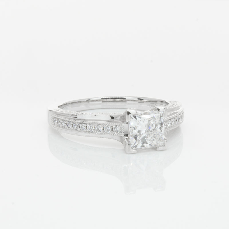 18ct White Gold 1.00ct Princess Cut Diamond Ring-Ring-Walker & Hall