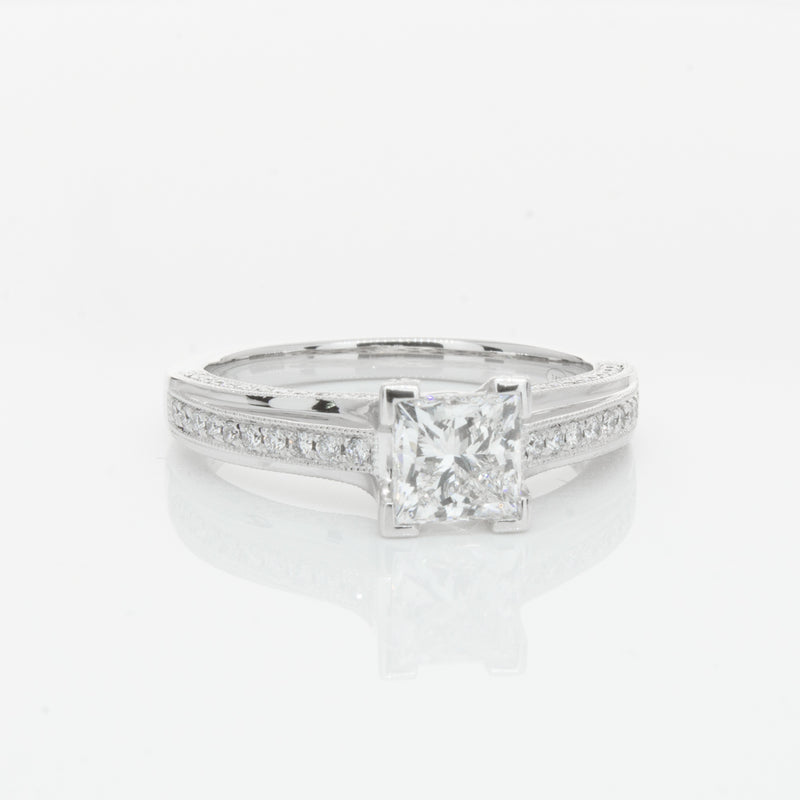 18ct White Gold 1.00ct Princess Cut Diamond Ring-Ring-Walker & Hall