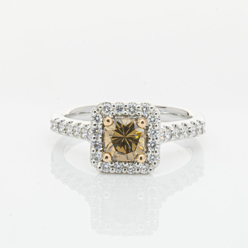 18ct White Gold .72ct Mocha Princess Cut Diamond Manhattan Ring-Ring-Walker & Hall