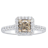 18ct White Gold .72ct Mocha Princess Cut Diamond Manhattan Ring-Ring-Walker & Hall