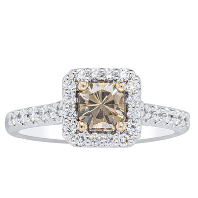 18ct White Gold .72ct Mocha Princess Cut Diamond Manhattan Ring-Ring-Walker & Hall