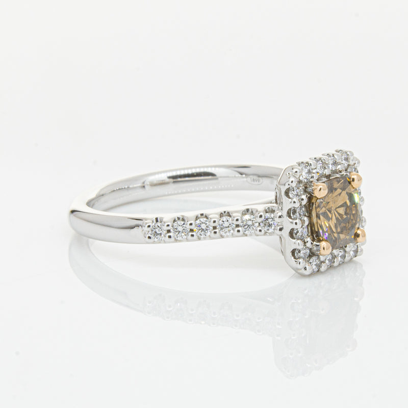 18ct White Gold .72ct Mocha Princess Cut Diamond Manhattan Ring-Ring-Walker & Hall