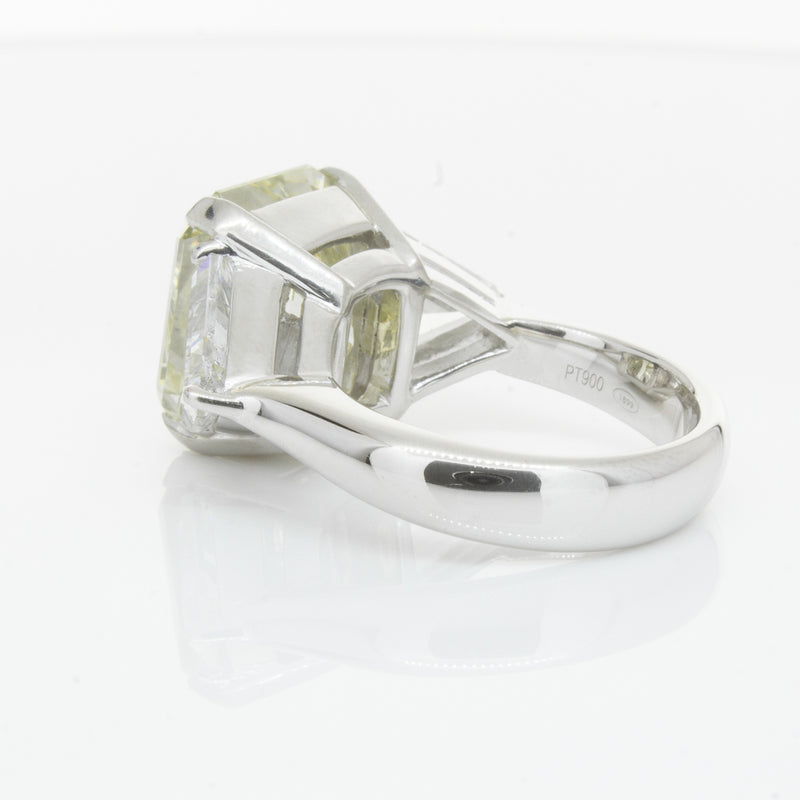 Platinum Radiant Cut Yellow Diamond Ring-Ring-Walker & Hall