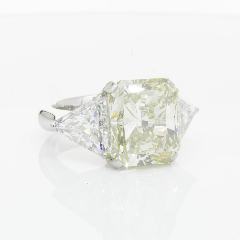 Platinum Radiant Cut Yellow Diamond Ring-Ring-Walker & Hall