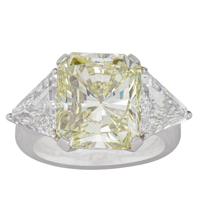 Platinum Radiant Cut Yellow Diamond Ring-Ring-Walker & Hall