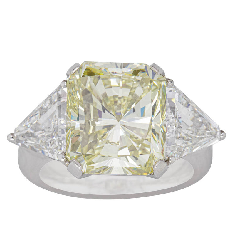 Platinum Radiant Cut Yellow Diamond Ring-Ring-Walker & Hall