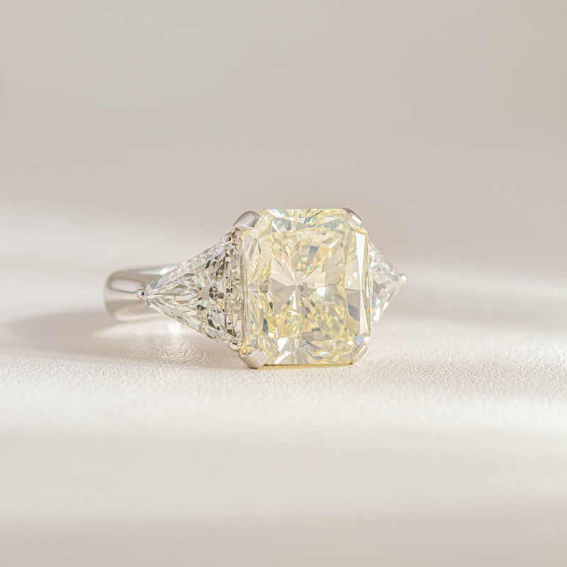 Platinum Radiant Cut Yellow Diamond Ring-Ring-Walker & Hall