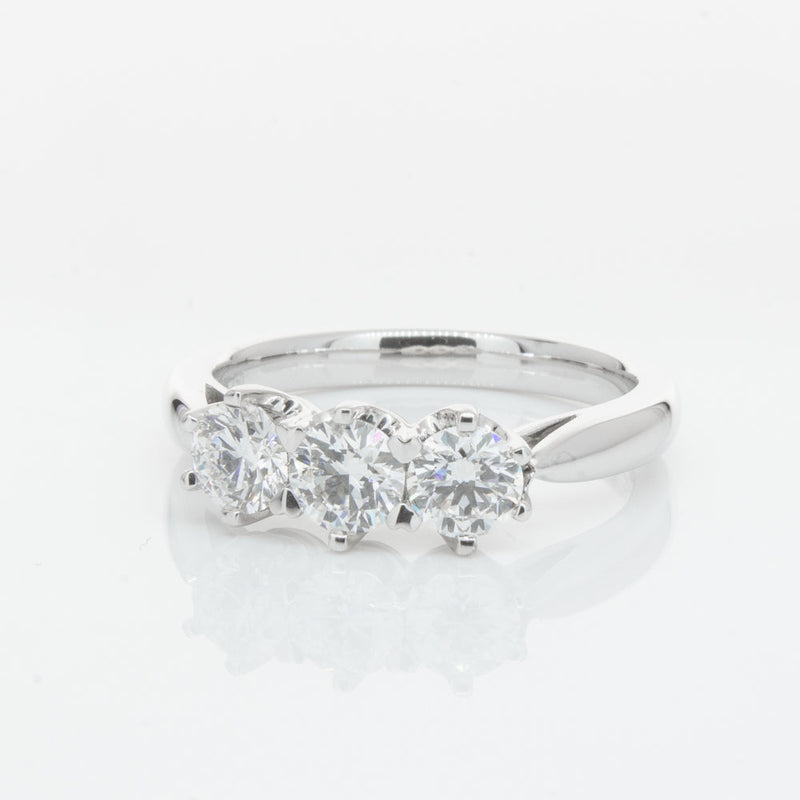 18ct White Gold 1.01ct Diamond Trilogy Ring-Ring-Walker & Hall