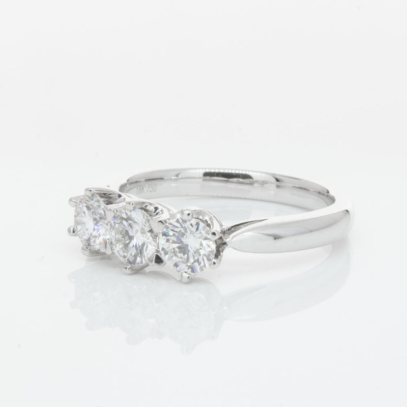 18ct White Gold 1.01ct Diamond Trilogy Ring-Ring-Walker & Hall