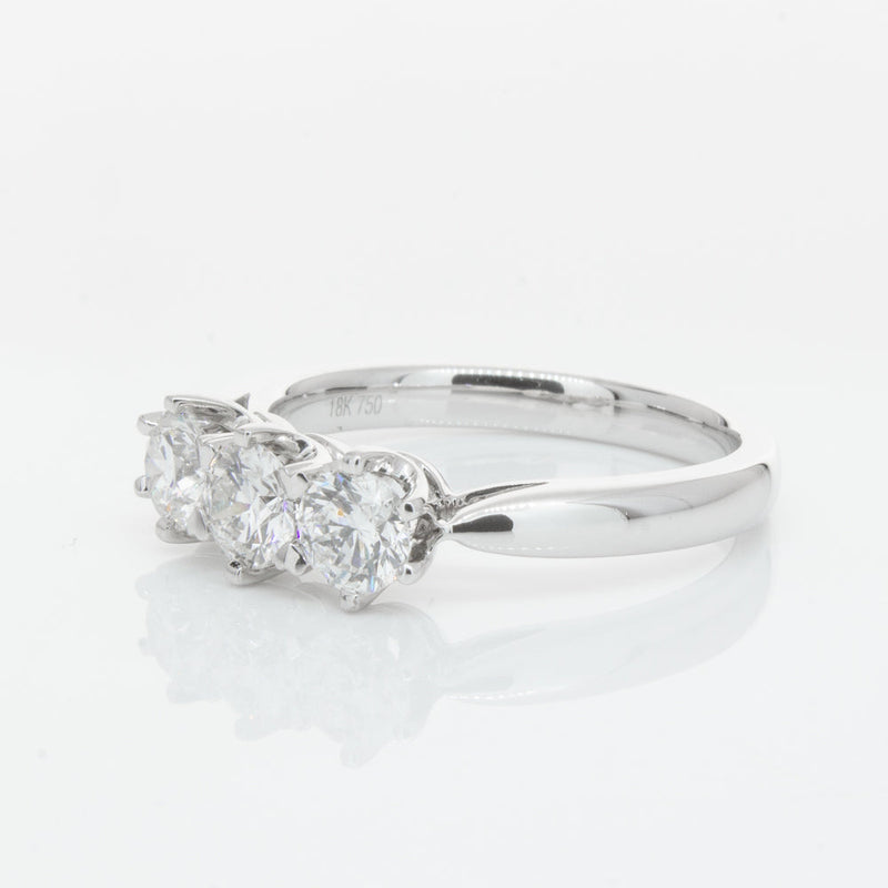 18ct White Gold 1.01ct Diamond Trilogy Ring-Ring-Walker & Hall
