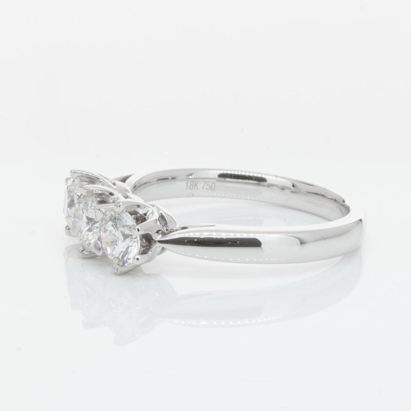 18ct White Gold 1.01ct Diamond Trilogy Ring-Ring-Walker & Hall