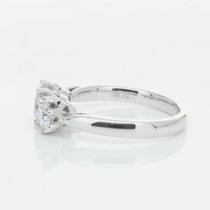 18ct White Gold 1.01ct Diamond Trilogy Ring-Ring-Walker & Hall