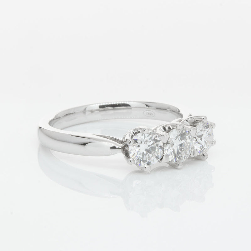 18ct White Gold 1.01ct Diamond Trilogy Ring-Ring-Walker & Hall