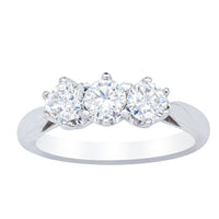 18ct White Gold 1.01ct Diamond Trilogy Ring-Ring-Walker & Hall