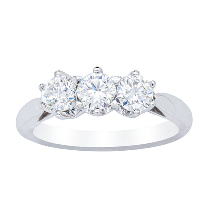 18ct White Gold 1.01ct Diamond Trilogy Ring-Ring-Walker & Hall